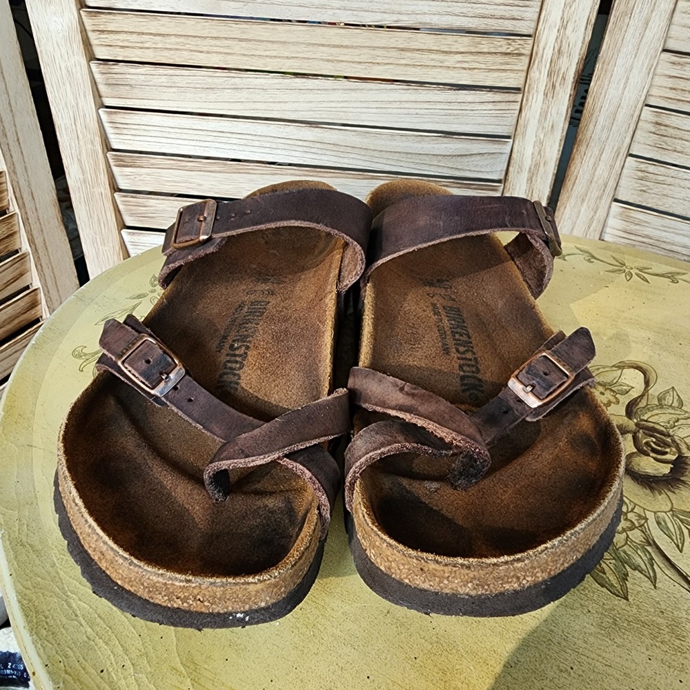 Birkenstock EU 40 US 9 to 9.5 Brown Leather Mayari Sandal Slide Granola Girl
